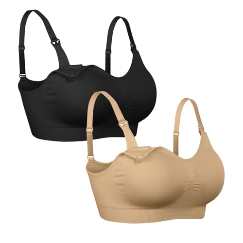 Image of iloveSIA 4Pack Nursing Bra for Breastfeeding Maternity Bra for Pregnancy Seamless Wireless Fit Bra Regular & Plus Size M-4XL