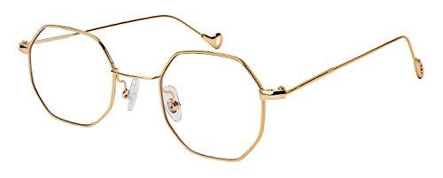 Edge I-Wear Retro Chic Octagon Shaped Metal Sunglasses with Flat Lens E112