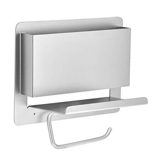 AdirHome Toilet Paper Holder with Shelf - Stainless Steel Toilet Roll Holder