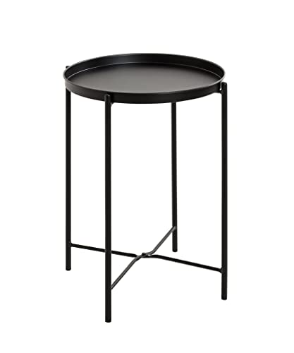 HAKU Möbel Beistelltisch schwarz, Metall - Maße: H 50 cm x Ø 39 cm, Style: Art Deco