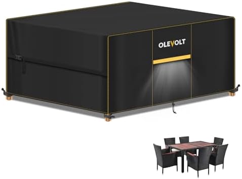 OLEVOLT Gartentisch Abdeckung Wasserdicht Schutz Gartenmöbel Winterfest | Holztisch Abdeckung Gartentisch Schutzhülle Gartenmöbel Abdeckplane Abdeckungen für Terrassentisch Sitzgru