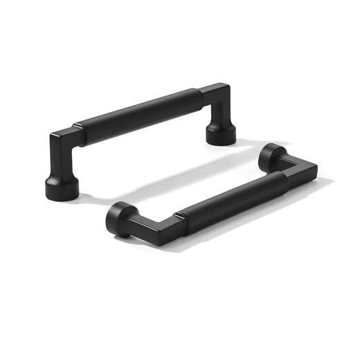 khtumeware 10-Pack 3-3/4Inch(96mm) Black Cabinet Pulls,Heavy-Duty Solid Matte Black Handles for Kitchen Cabinets, Cupboards, Drawers and Bathroom Hardware