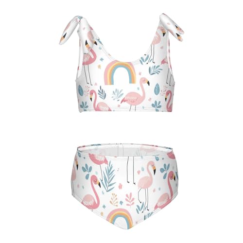 Wusikd Cartoon Flamingos Girls Swimsuits Two Piece Rainbows Swimwear Bikini Set for for Girls Size 3T