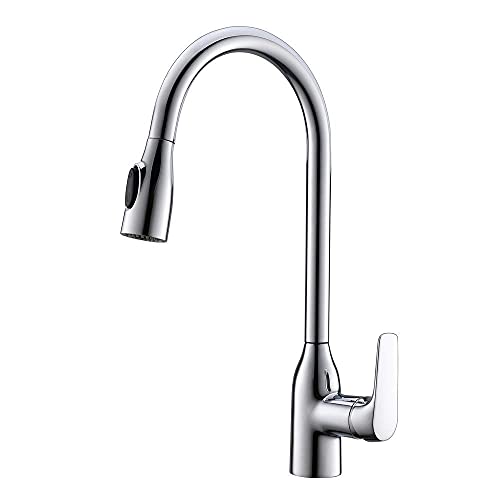 Kitchen Tap Sink Mixer Sprayer Swivel, Spout Pull Down Faucet Monobloc Single Lever Dual Ways Water Spray Mode Solid Brass Kitch