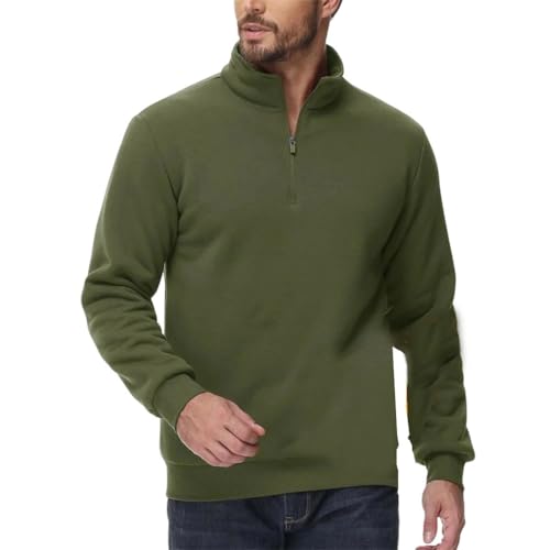 Men's Quarter-Zip Pullover, Slim-fit Small Stand-up Collar Casual Sweater