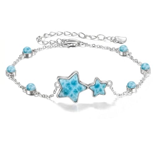 Image of CRMAD Moonstone Moon /star /daisy /turquoise /rose flower /cat /Hecate /airplane /pearl /Chakra /rose pearl /butterfly /wave /starfish Anklet for Women Sterling Silver Anklet Irish Jewelry