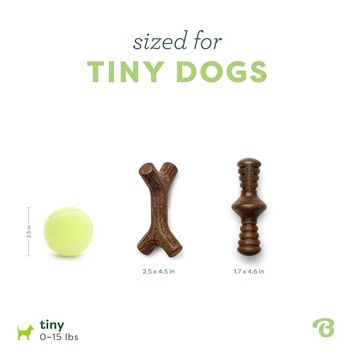 Image of Benebone 2-Pack Maplestick /Zaggler Durable Dog Chew Toys, Real Bacon, Real Maplewood, Made in USA, Tiny, Extra Small, Brown