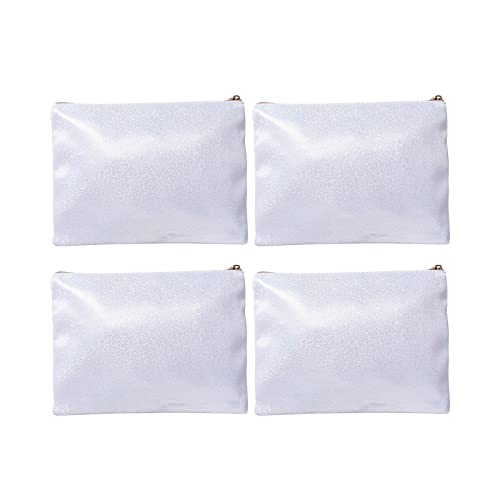 Craft Express White Glitter Makeup Case - Use for Sublimation and Personalization in Heat Press - Set of 4