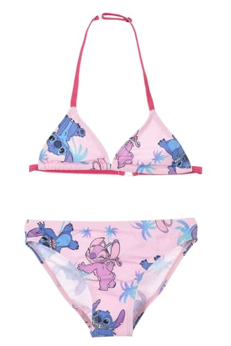 Disney Stitch Bikini para Niña, Diseño Stitch y Angel Bañador de Dos Piezas, Bañador Infantil, Talla 12 Años, Rosa
