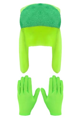 WATCPNO Halloween Character Park Cosplay Hat Set for Adult Hat Gloves Halloween Custume Winter Accessories(Green)