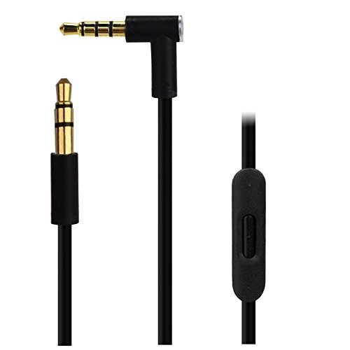 Eleshroom Replacement Audio Cable With Talk/Mic Remote For Beats by Dr. Dre, Studio, Studio 2, Solo, Solo 2, Mixr, Pro - Compatible with iPhone 4/4S/5/5S/6/6S/6S Plus - Black
