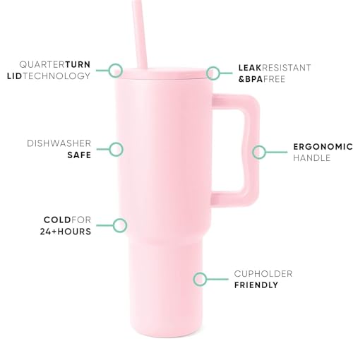 Image of Stainless Steel 1200 ml Vacuum Tumbler with Lid & Straw - Double‑Wall Insulated Cup for Travel, Gym & Office - Keeps Beverages Hot or Cold - 1.2 L Capacity (3RD Generation Light Pink)