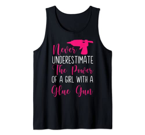 Una chica con una pistola de pegamento - pistola de pegamento caliente DIY Scrapbooking Camiseta sin Mangas