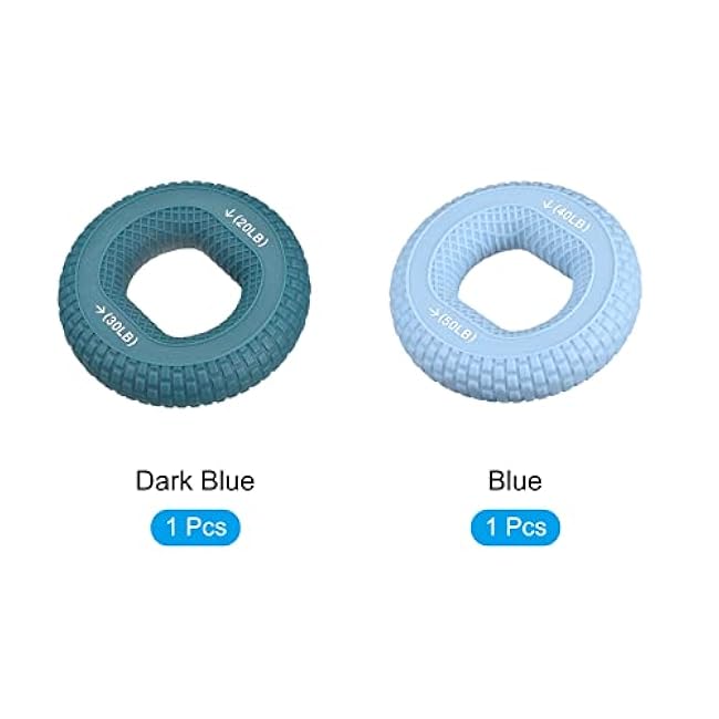 uxcell Hand Grip Strengthener, 2 Level: 20-30Lb/40-50Lb Silicone Rings Fingers Forearms Exercise Grip Trainer for Rock Climbing Athletes Workout(Dark Blue, Blue)