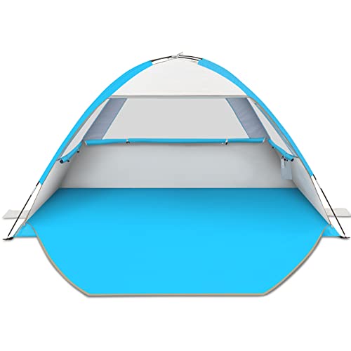 Gorich Beach Shade Tent for 3 Person with UPF 50+ UV Protection, Portable Sun Shelter Lightweight & Easy Setup Cabana Canopy, Silver