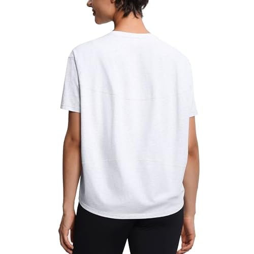 THE GYM PEOPLE Women's Short Sleeve Workout T-Shirts Back Loose Fit Running Yoga Tee Tops X-Large Heather White