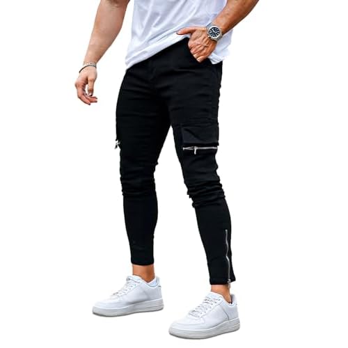 GINGTTO Mens Skinny Jeans Stretch Slim Fit Denim Pants for Men Black 120 28W x 30L