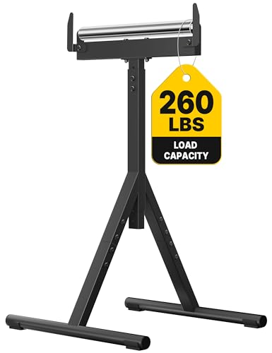 Artibear Roller Stand for Woodworking, Heavy Duty 260 LB Load Capacity, 29-42' Adjustable Height Outfeed Roller Stand with Polished Steel Roller Head, Miter Saw Table Saw Extension Support Stand,Black