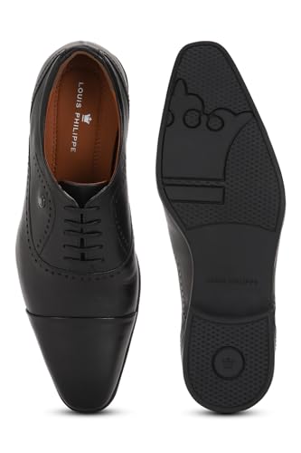 Image of Louis Philippe Men Premium Leather Breathable Lining Material Anti Slip with Heel TPR Sole Formal Oxford Shoes