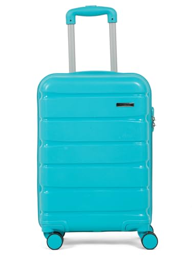 Image of Teakwood MA Trolley Bag, Hard Cabin with Zipper Closure, Adjustable Push Button & Cross Side Strap, Number Lock System 360 Degree (Small, Aqua Green)