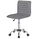 Yaheetech Bürostuhl ohne Armlehne, ergonomischer Schreibtischstuhl, höhenverstellbarer Drehstuhl, 360° drehbar Arbeitsstuhl, aus Kunstleder, für Arbeitszimmer Home Office Chair
