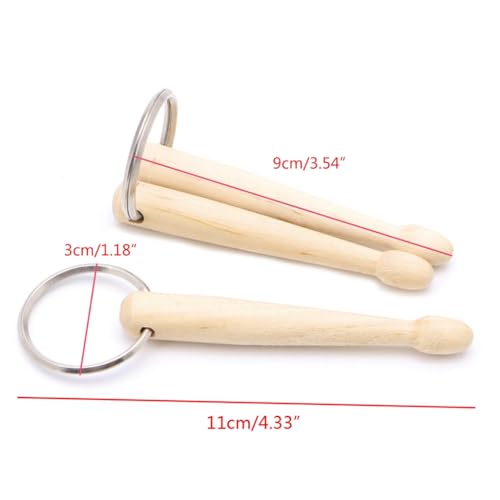 Llavero con baquetas de batería de madera para colgar miniatura 6