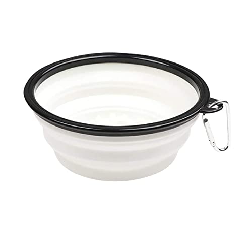 THAIN 犬 水飲み 携帯用 散歩用 折りたたみ式 ペット給水器 シリコン製 (1000ML, ホワイト)