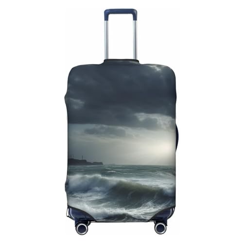 Luggage Cover Stormy Sea Travel Luggage Covers Thicker Elastic Suitcase Cover Dustproof Baggage Cover Scratch-Resistant Suitcase Cover Protector Fit 18-32 Inch Luggage Medium