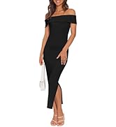 MEROKEETY Women's 2025 Off Shoulder Bodycon Midi Dress Summer Spring Formal Elegant Knit Sweater ...