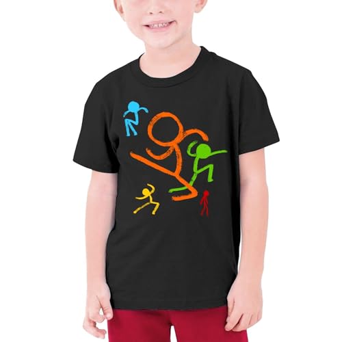 Five Stick Figures Alan Becker Youth T-Shirt Fashion Cotton Short Sleeve Graphic Tees Suitable for Teenager Boys Girls M Black
