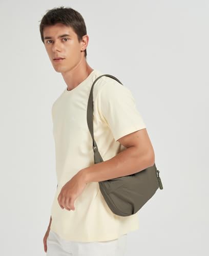 Image of GRPKSSIB Nylon Crescent Bag Hobo Crossbody Bags Casual Sling Bag Slouchy Shoulder Bags Travel Messenger Bag for Women Men