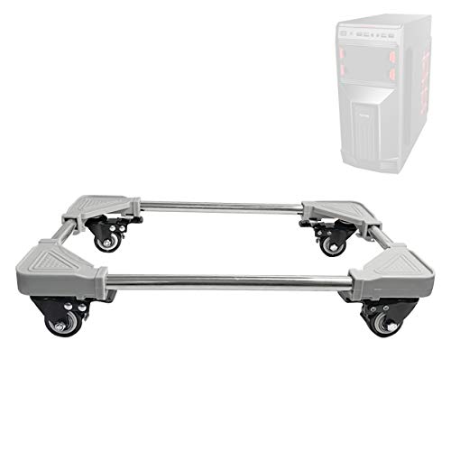 Computer CPU Stand, Adromy Mobile Desktop Tower Computer Floor Stand Rolling Caster Cart CPU Holder Adjustable Width Universal PC Computer Holder Cart with 4 Metal Caster Wheels - Large Grey
