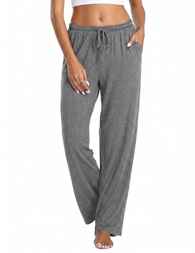 Marvmys Pantalon De Pyjama Femme Coton Bas De Pyjama Femme Poche Avec Poche Et Cordon De Serrage Pantalon D'intérieur Lounge S-3XL
