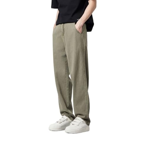 Straight Leg Jeans, Mid Rise Loose Fitting Casual Pants4