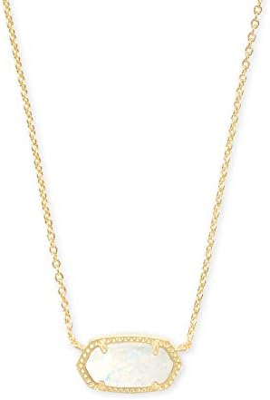 Kendra Scott Elisa Pendant Necklace for Women, Fashion Jewelry, 14k Gold-Plated, White Opal