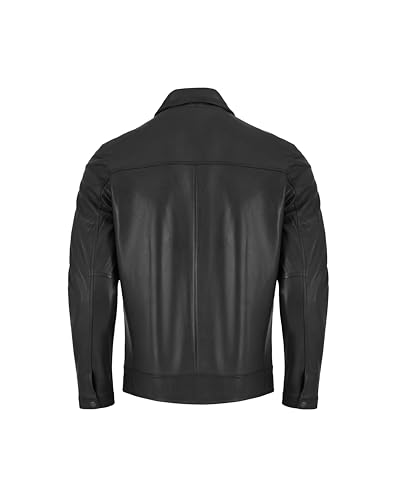 Image of Classic Polo Collar Leather Jacket Men-Work Jackets Turndown Collar Business Casual