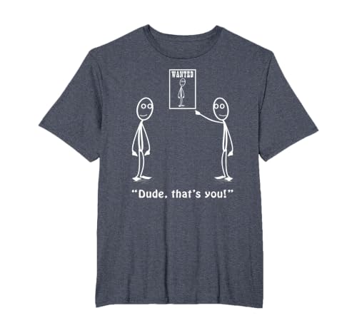 Funny Dude, That's You Stickman Costume - Stick Figure T-Shirt, Men's Big and Tall, Heather Blue, 5X Tall