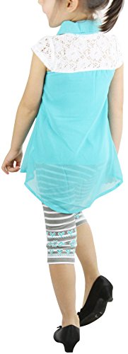 Image of ToBeInStyle Girl's 2 Piece Outfit Top & Leggings Set Casual Graphic Shirt Capri Pants