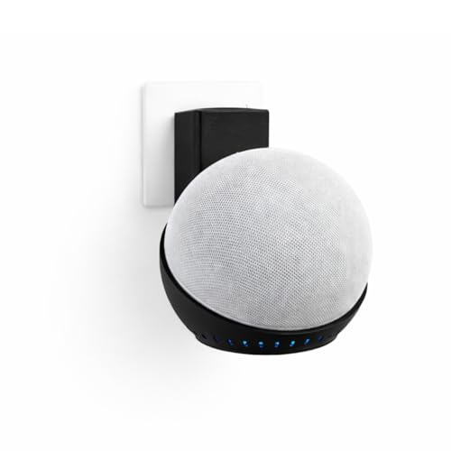 Suporte Tomada Stand Alexa Echo Dot 5 e 4 Geração Organizador de Cabo (Preto)