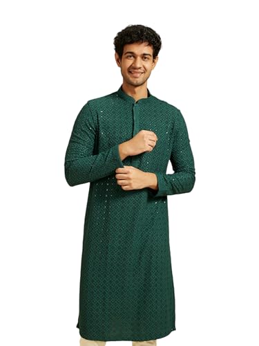 Image of DIWAS BY MANYAVAR Men's Viscose Embroidered|Sequined Kurta (1pc)