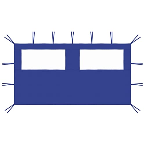 Runheo Carpa lateral con ventanas 4 x 2 m azul de tela de poliéster, 150 x 70 cm, ventana de PVC, para carpa de jardín, carpa de fiesta, toldo exterior, terraza, montaje estable con cintas de fijación