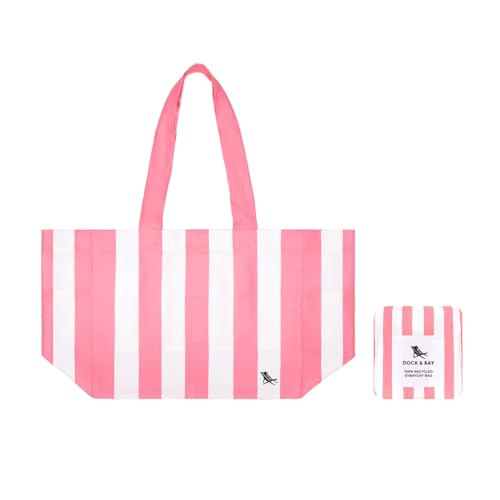 Dock & Bay Everyday Beach Tote Bag - Reusable Beach Handbag & Shopping Carrier - Cabana - Malibu Pink