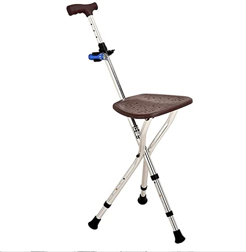WFRUEDWC Tabouret de béquille Pliant Hauteur de Canne Pliant réglable Plai de béquille en Alliage en Aluminium avec lumière LED et 3 Pattes rétractables...