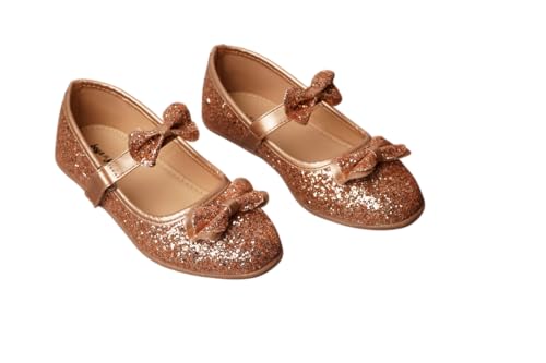 BOYZ N GALZ BALLERINAS Kids - Footwear For Girls Comfortable Casual & Function | PU - Material |Design - BG5101| Closure- Velcro | 6-6.5 Years Kids | Color- Rosegold | Size- Uk 1, Euro- 32