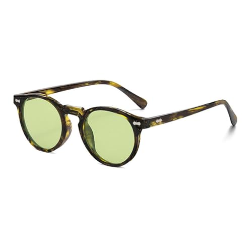 Lunettes de soleil rondes rétro à rivets décoratifs mode punk et protection UV400 pour femme