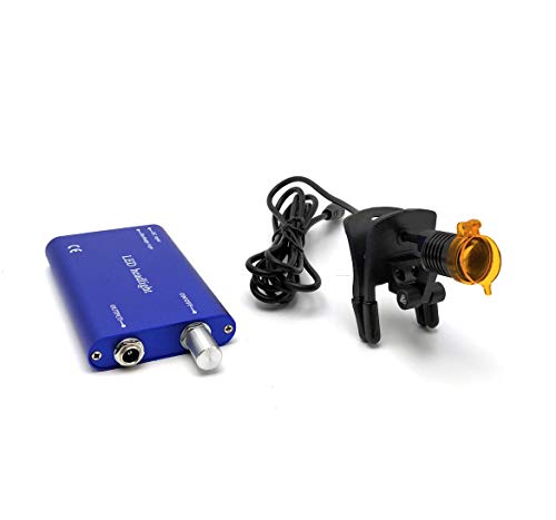 NSKI 3W LED Head Lamp Insert Type/Clip-on Type with Filter for Binocular Loupe Blue (Plastic Clip)