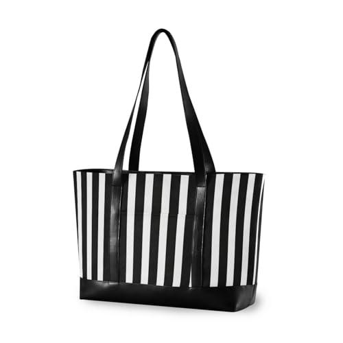 Bolsa de viaje con cierre Thompson Clan Scottish Tartan para mujer con almuerzo, Simple a rayas blancas y negras