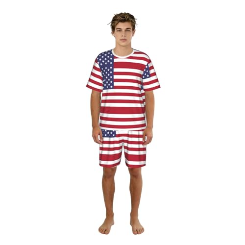 Pyjama doux drapeau américain ensemble de nuit respirant pour sommeil confortable