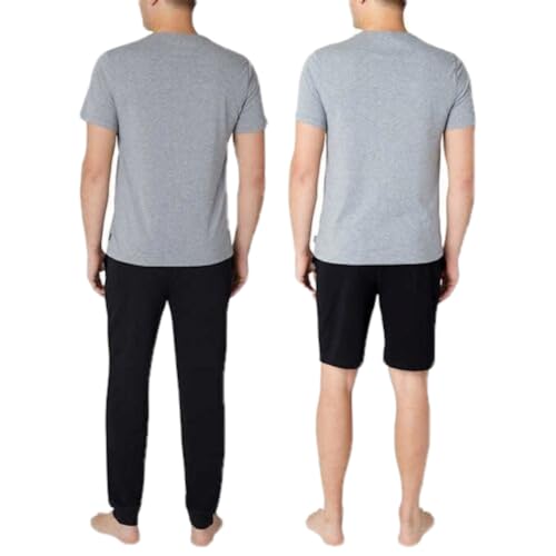 Eddie Bauer Men's 3 Piece Lounge Pajama Set, Tee, Jogger, and Short (US, Alpha, Large, Regular, Regular, Black/Grey)2