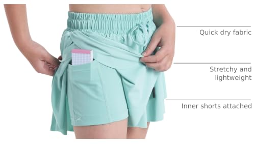 Image of KEREDA Girls Flowy Butterfly Shorts 2-in-1 Kids Preppy Athletic Clothes | with Spandex Liner for Teen Girls